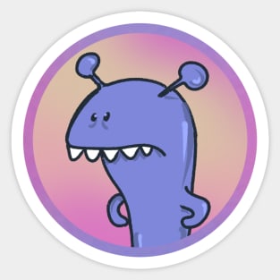 angry purple monster in the circle Sticker